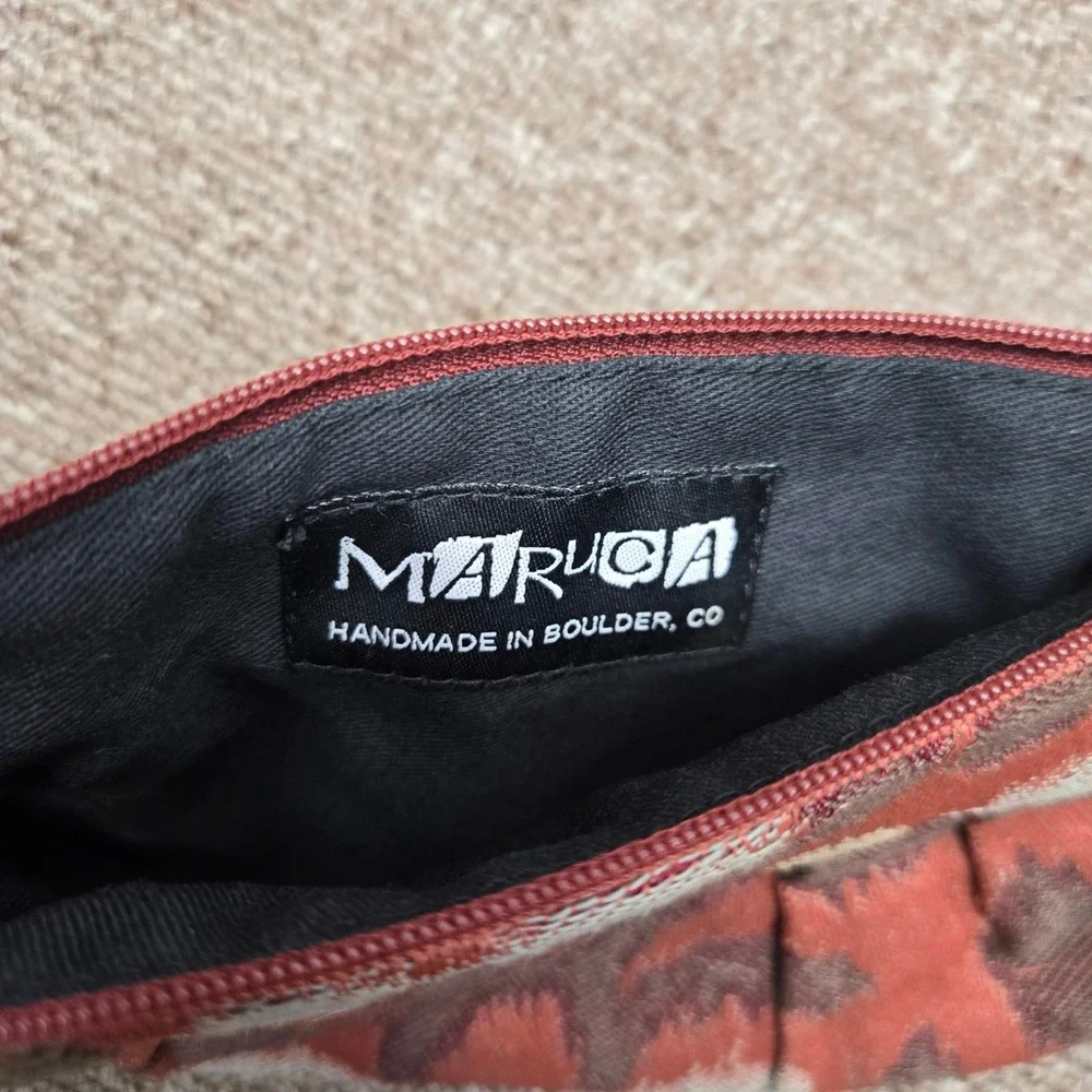 Maruca Handmade‎ Tapestry Wristlet Pouch Ikat Woven Boho Clutch Terracotta Rust